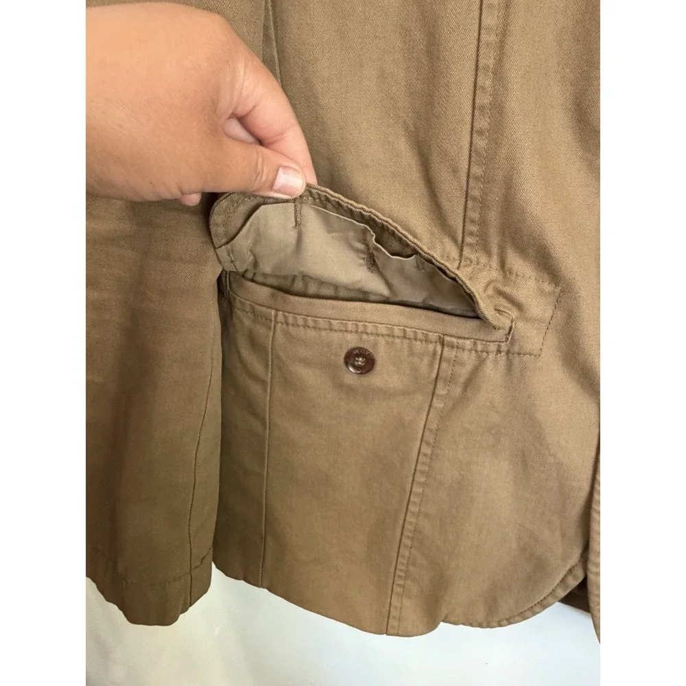 ZARA MAN Brown Cotton Twill Blazer L Single-Breasted Two-Button Notch Lapel